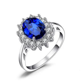Madingų Šiuolaikinių Moterų Žiedas Prabanga Mėlyna Princesė Diana Žiedas Romantiškas Sužadėtuves Vestuvių Papuošalai Moterų Jubiliejų Dovana