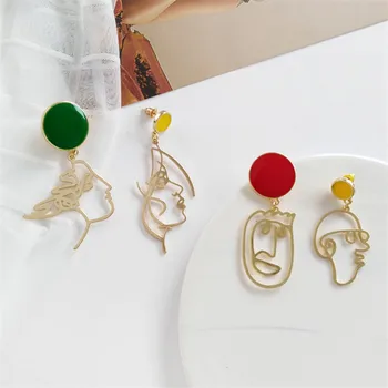 Mados Aukso metalo veido kutas auskarai moterų nereguliarus daugiakampio klasikinis stud auskarai moteris Asimetrinė geometrijos auskarai
