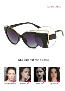 Mados Cat Eye Akiniai nuo saulės Moterims Prekės ženklo Dizaineris Metalo Akiniai Veidrodis Classic Vintage Oculos De Sol Feminino UV400