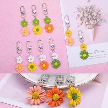 Mados Daisy Keychain Korėjos Gėlių Key Chain Ausinės Padengti Rankinėje Kuprinė Ornamentu Paketų Prižiūrėtojų Raktinę Velykų Žavesio Klavišą Aksesuarai Moterims