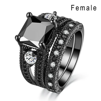 Mados Efektingas Juodas Pora Vestuvių Žiedas Kubinių Zirconia Papuošalai, Vyrų ir Moterų Žiedas Romantiška Jubiliejų Meilužio Dovana