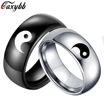 Mados Kinų Stiliaus Balta Spalva Yin Yang Chi Vyrai Moterys Pareiškimą Pora Nerūdijančio Plieno Žiedas