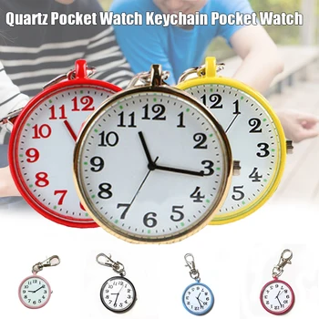 Mados Kišenėje Žiūrėti Maži, Apvalūs Dial Kvarcinis Analoginis Keychain Pocket Watch Laikrodis H9