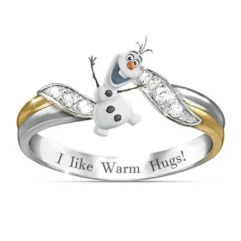 Mados klasikinis žiedas geometrinis populiarus mielas animacinių filmų mažai sniego žiedas šalies mergina gimtadienio dovana, juvelyriniai dirbiniai didmeninė