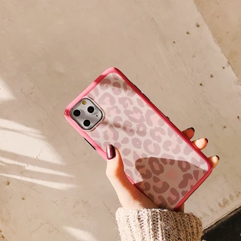 Mados Leopardas Spausdinti Atveju iPhone, 11 Pro Max X XS XR Mielas Rožinis Telefonas 