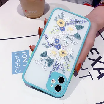 Mados Mielas Levandų Gėlių Telefono dėklas Skirtas iphone 11 Pro XS Max 7 8 Plus X XR SE 2020 Candy Spalva silikonas Skaidrus
