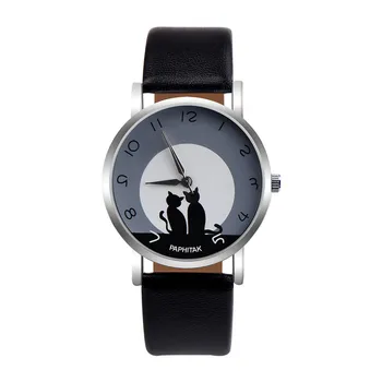 Mados Moterų Laikrodžiai Cute Kačių Dirbtiniais Odos Analoginis Kvarciniai Laikrodžiai Ponios Atsitiktinis Suknelė Kvarcinis Laikrodis moterims reloj mujer
