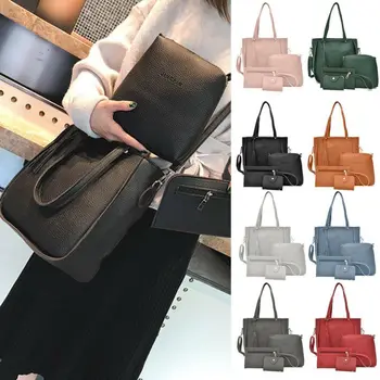 Mados moterų pečių maišą 4Pcs PU oda Kieta kutas krepšys nešiojamas rankinėje sankabos krepšys mini krepšys