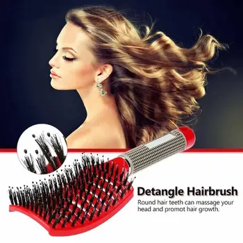 Mados Moterų Plaukų Šukos Galvos Masažas Šukų Šerių Hairbrush Šlapias Garbanotas Detangle Plaukų Šepetys Salonas Šukuosenų Formavimo Priemonės