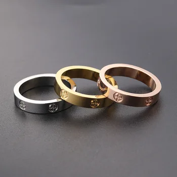 Mados Rose Gold Nerūdijančio Plieno Vyrų Žiedas Su Akmuo Cirkonis 6mm Žiedai Vyrams, Pora Vestuves Su Kryžius
