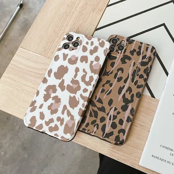 Mados Seksualus leopardas spausdinti telefono dėklas Skirtas iPhone 11 pro max 7 8 Plus X XR XS Max SE 2020 matinis DTD Silikono minkštas galinį dangtelį