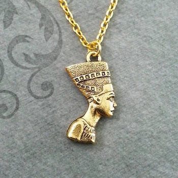 Mados Senovės Egipto Karalienė, Faraono Hip-Hop Fatima Pakabukas Egiptas Nefertitės Galvos Portretas Karoliai