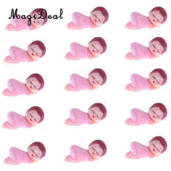 MagiDeal 24pcs Mini Miega Kūdikis Duomenys Lėlė Berniukas, Mergaitė, Baby Shower Už Šalies Pagalvių Užpildas Lentelė Namo Apdaila -Plastikinės
