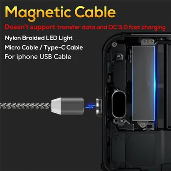 Magnetinio USB Kabelis iPhone XR X 7 8 huawei Mate 20 10 P20 30 Pro lite Garbę Micro C Tipo Kroviklis Greito Įkrovimo Magnetas Mokestis