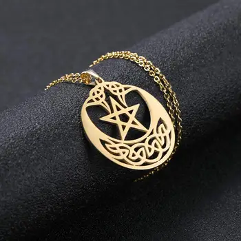 Mano Formos Nerūdijančio Plieno Pentagram Gotikos Pasisekė Airijos Mazgas Star Sidabrinis Amuletas Aukso Karoliai Talismanas Papuošalai Dovana Moterims