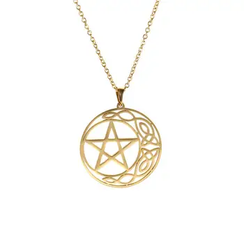 Mano Formos Nerūdijančio Plieno Pentagram Gotikos Pasisekė Airijos Mazgas Star Sidabrinis Amuletas Aukso Karoliai Talismanas Papuošalai Dovana Moterims