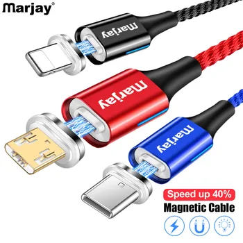 Marjay 1m Magnetinio Micro USB Laidas, Greito Įkrovimo USB C Tipo Kabelio 