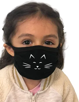 Masque enfant Juoda Burnos, veido kaukė vaikams Unisex Medvilnės Veido Kaukės katė spausdinti Anime Kaukė berniukas mergaitė masken waschbar Dviračiu