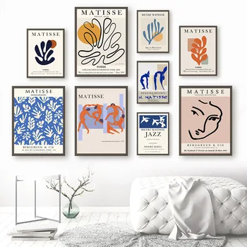 Matisse Mergina Linijos Abstrakčiai Tropinių Augalų Sienos Meno Tapybos Drobės Šiaurės Plakatai Ir Spausdina Sienos Nuotraukas, Už Kambarį