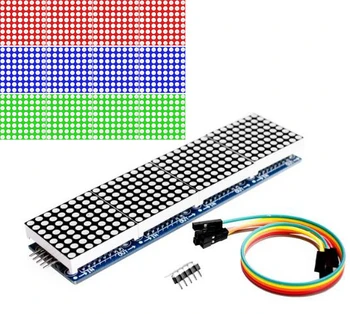 MAX7219 Dot Matrix Moduliu, Mikrovaldiklis Arduino 4 Vienoje Ekranas su 5P Linija Raudona Žalia Mėlyna