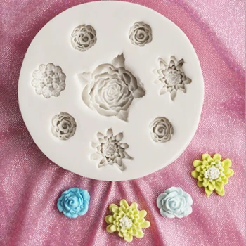 Mažas Daisy Rožių Žiedų Formų Minkštas Pyragai Dekoro Įrankių Silikono Formos Sugarcrafts Šokoladas, Kepimo Įrankis Pyragai Gumpaste Forma