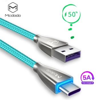 Mcdodo C Tipo LED Šviesos 5A Super Greitas Įkrovimas USB-C duomenų kabelis Laido Telefoną 
