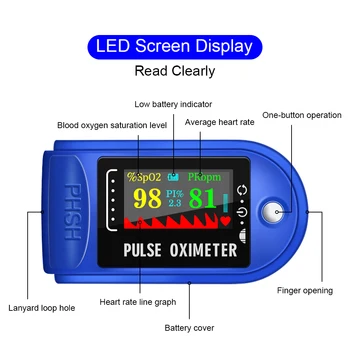 Medicinos Skaitmeninį Piršto Pulse Oximeter Medicinos Kraujo Deguonies Įsotinimo Metrų Piršto SPO2 PR Širdies ritmo Monitorius Sveikatos Priežiūros+BOX