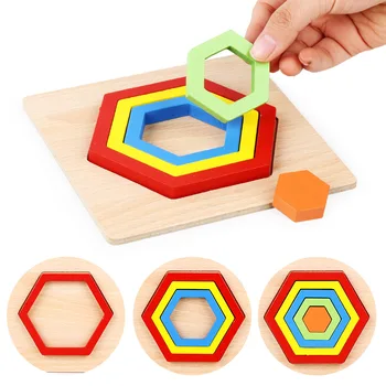Mediniai Žaislai vaikui Montessori Geometrijos Formos Pažinimo Valdybos Kūdikių Ankstyvojo ugdymo Mokymosi Atitikimo jutimo Žaislai