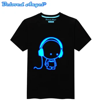 Medvilnės Vaikų Vasaros Liuminescencinės Marškinėliai Berniukams Mergaičių Anime 3D Modelio Šviesos Naktį Vaikai trumpomis Rankovėmis T-shirt Hip-hop