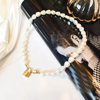 MENGJIQIAO 2019 Naujas Elegantiškas Baroko Daugiasluoksnės Imituojamas Pearl Choker Metalo Užraktas Karoliai Moterų Mados Juvelyrika Priedai