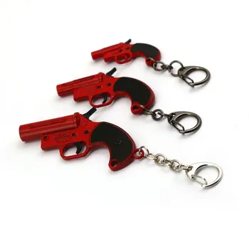 Mengtuyi Jedi Survial Žaidimas Keychain Battlegrounds PUBG Keychain Flare Gun Modelis Pakabučiai paketų prižiūrėtojų raktinę Turėtojas Metalo Chaveiro Priedų