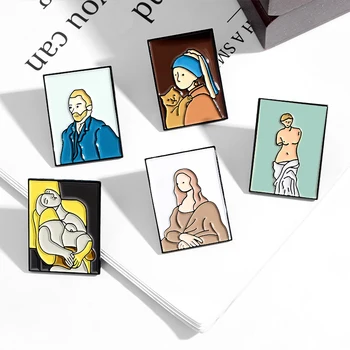Meno Aliejaus Tapybai Emalio Pin Pasirinktinę Animaciją Van Gogh Venera Sagės Ženklelis Marškinėliai Atlapas Pin Sagtis dekoruotos Drobės, Papuošalai, Dovana Draugui