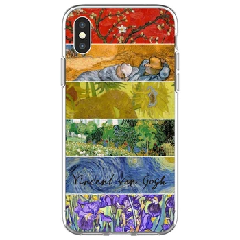 Meno Estetinių Vincent Van Gogh Žvaigždėtą Naktį gėlių Telefono dėklas Skirtas iphone 12 11 Pro Max X XR XS 8 7 6 6S Plius Mini Minkštas Viršelis