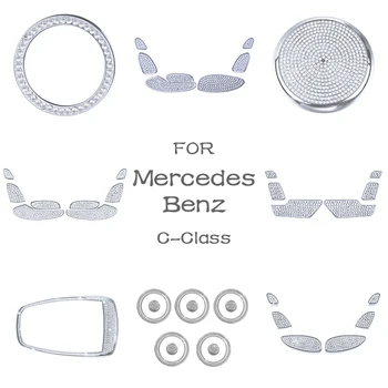 Mercedes Benz Aksesuarai C Class W204 W205 AMG Bling Lipdukas Interjero Detalių Apdailą, Apdailos Remonto Krištolas, Spindintis Sidabras
