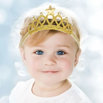 Mergaitės Princesė Kaspinai Mielas Hairband Vaikams Karūna Lankelis, Aukso ir sidabro Plaukų Juosta Reikmenys Blizgučiai 1 Vnt FK-279