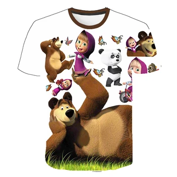 Mergaičių marškinėliai, berniukų marškinėliai su meška ir Morta spaudinių, trumpomis rankovėmis, ir Vasarą Berniukų drabužius, su apvaliomis apkabomis