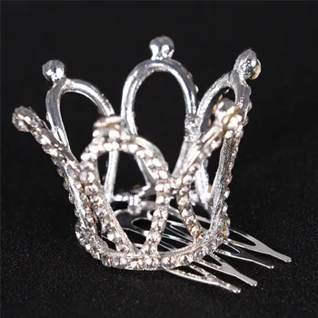 Mergaičių Mini Crystal Crown Tiara Plaukų Šukos Aišku, Akmens Mažas Tiara Plaukų Aksesuarai, Papuošalai