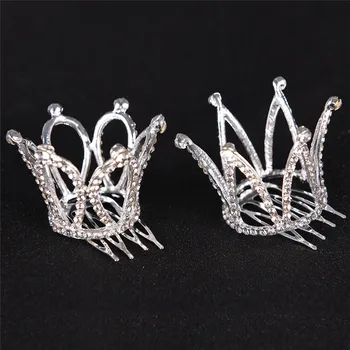 Mergaičių Mini Crystal Crown Tiara Plaukų Šukos Aišku, Akmens Mažas Tiara Plaukų Aksesuarai, Papuošalai