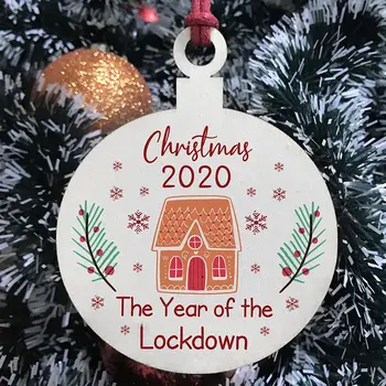 Metai Lockdown 2020 Medienos Kalėdų Eglučių Papuošalai, Medinės Lentos Kabo Širdies Formos Apdailos Atminimo Dovana Naujųjų Metų dovana