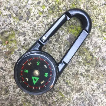 Metalinės Lauko Keychain Mini Kompasas dvipusis Alpinizmo Klavišą Sagtis Snap Kablys, Termometras, Kompasas, Karabinai
