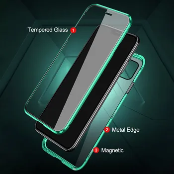 Metalo Adsorbcijos Magnetinio Atveju iPhone12 11 Pro XS Max Dvipusis Stiklo Magneto Dangtelis, Skirtas 