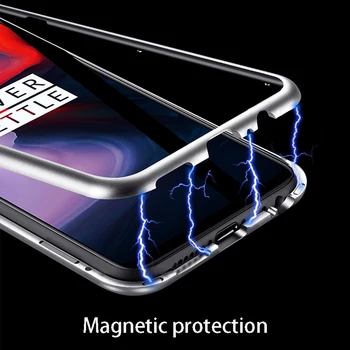 Metalo Magnetinių Adsorbcijos Stiklo Atveju Oneplus 7 T Pro 6 6T 5T Vienas plius Telefono dėklas Magnetas Apsaugine danga Rubisafe Coque