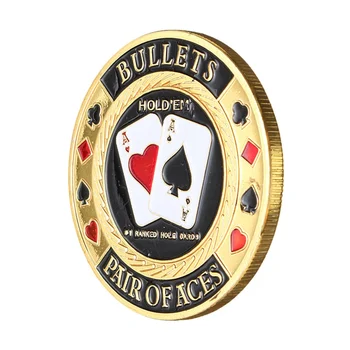 Metalo Pokerio Žetonų Guard Kortelių Apsaugos Monetos Pora Tūzų Auksą, Padengtą Apvalus Plastikinis Korpusas Metalo Amatų Pokerio Žetonų, Pokerio Žaidimas,