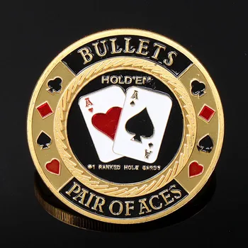 Metalo Pokerio Žetonų Guard Kortelių Apsaugos Monetos Pora Tūzų Auksą, Padengtą Apvalus Plastikinis Korpusas Metalo Amatų Pokerio Žetonų, Pokerio Žaidimas,