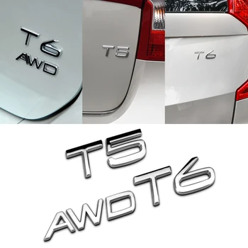 Metalo T5 T6 AWD Raidžių Emblema Automobilių Kamieno Lipdukas 3D Lipdukas, Skirtas Volvo V40 V90 XC60 XC90 XC40 S60 S80 C30 