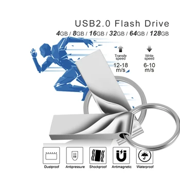 Metalo vandeniui key usb flash drive 16GB 32GB pendrive 128GB 64GB pen drive 8GB flash usb 2.0 memoria usb raktas logotipą