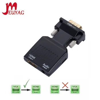 MEUYAG VGA į HDMI Konverteris Kabelis, 1080P/720P VGA, HDMI Adapteris, Garso Galia įvesties HDTV Monitorius, Projektorius, Nešiojamas PC TV-BOX PS3