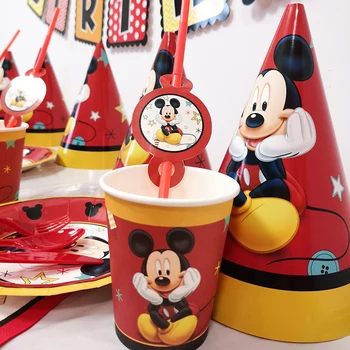 Mickey Mouse Vaikų pramogų Gimtadienio Susitarimą, Dekoratyvinis Popierius Taurės Atkreipti Vėliavos, Staltiesės, Vienkartiniai Šalies Prekių