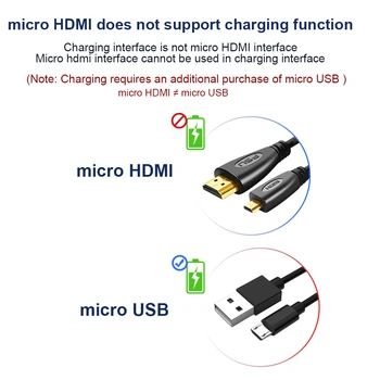 Micro HDMI-suderinama Laidas paauksuoti 1.4 V 3D 1080P Kabelis 1m 1,5 m 3m 5m HDTV Projektorius XBox Tablet