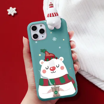 Mielas 3D Lėlės Animacinių filmų Kalėdų Senio Elnių Minkštas Telefono dėklas Skirtas iPhone 12 Mini Pro 11 MAX XS XR 8 7 6 6S Plius 5 SE2 Padengti Dovana